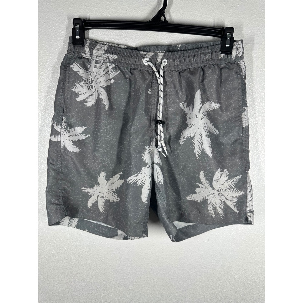 Maamgic Swim Trunks Mens M Grey Palm Tree Print Board Shorts Quick Dry 6660